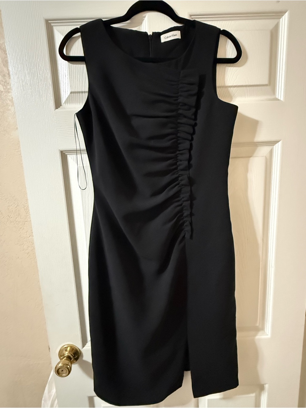 Calvin Klein Black Ruched Sheath Mini Dress